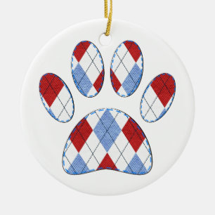 Adorno De Cerámica Impresión de argyle Dog Paw