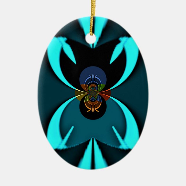 Adorno De Cerámica Impresión de arte abstracto de cian (Frente)