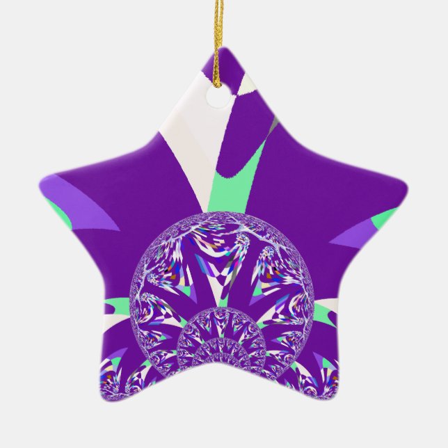 Adorno De Cerámica Impresión de arte azul cian kaleidoscope (Frente)