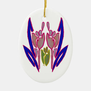 Adorno De Cerámica Impresión de arte de acuarela Rosa elegante