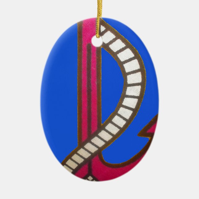 Adorno De Cerámica Impresión de arte de ancla roja (Frente)