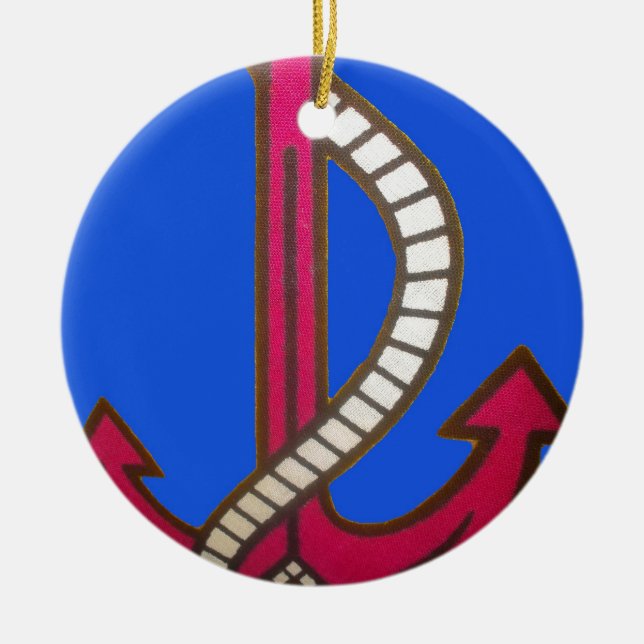 Adorno De Cerámica Impresión de arte de ancla roja (Frente)