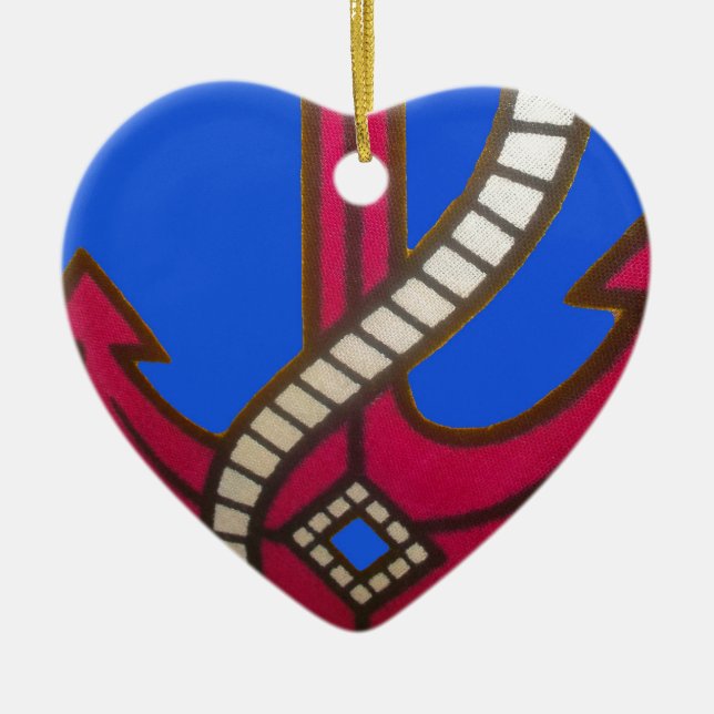 Adorno De Cerámica Impresión de arte de ancla roja (Frente)