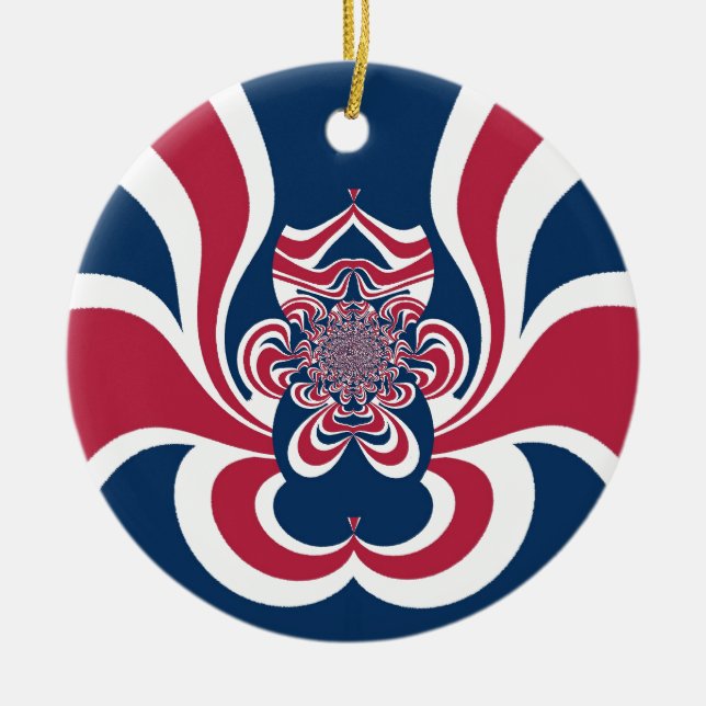 Adorno De Cerámica Impresión de arte del Kaleidoscope Azul Rojo (Frente)