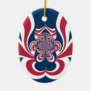 Adorno De Cerámica Impresión de arte del Kaleidoscope Azul Rojo