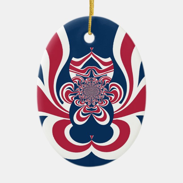 Adorno De Cerámica Impresión de arte del Kaleidoscope Azul Rojo (Frente)