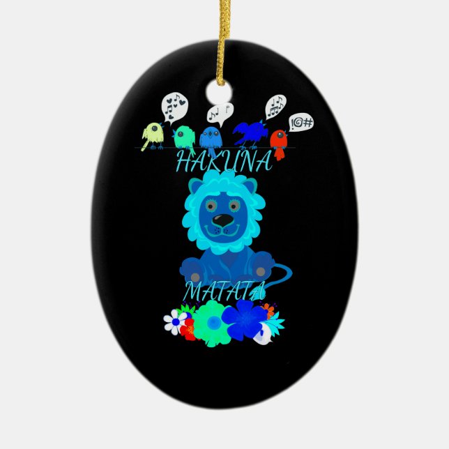 Adorno De Cerámica Impresión de arte sobre el león de Hakuna Matata (Frente)