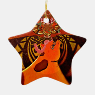 Adorno De Cerámica Impresión de arte tradicional de jirafa africana