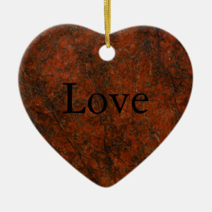 Adorno De Cerámica Impresión de corazón de Piedra Roja