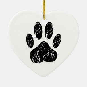 Adorno De Cerámica Impresión de garras de perro negro con aromas blan
