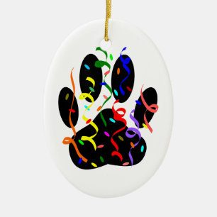 Adorno De Cerámica Impresión De Hojas De Perro Con Confetti Y Streame