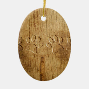 Adorno De Cerámica Impresión de hojas de perro de madera tallada