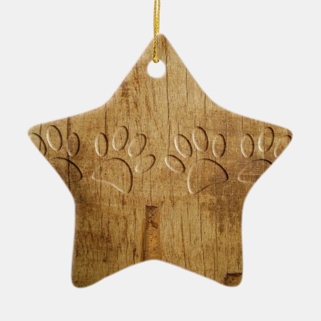 Adorno De Cerámica Impresión de hojas de perro de madera tallada (Frente)