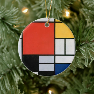 Adorno De Cerámica Impresión de la composición de Piet Mondrian en ro
