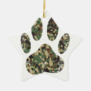 Adorno De Cerámica Impresión de la garra de perro de Camo con problem