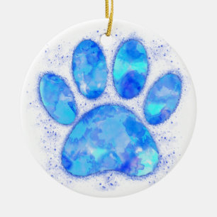 Adorno De Cerámica Impresión de la hoja de perro de color azul