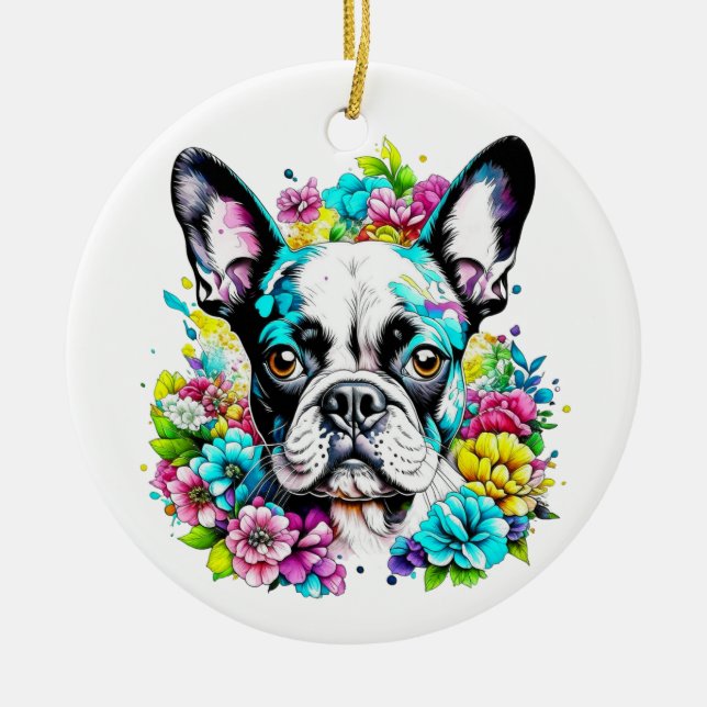 Adorno De Cerámica Impresión de la ruta de la mamá de Boston Terrier (Frente)