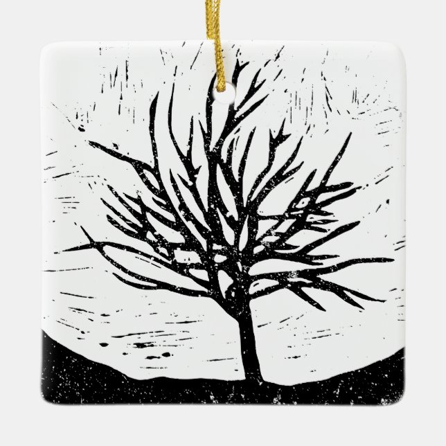 Adorno De Cerámica Impresión de león de árbol otoñal (Anverso)