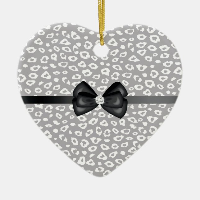 Adorno De Cerámica Impresión de leopardo gris y blanco con reverencia