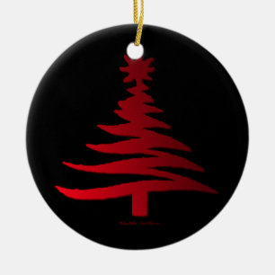 Adorno De Cerámica Impresión de plantilla de árbol de Navidad moderno