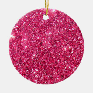 Adorno De Cerámica Impresión de Purpurina rosa caliente del glamur