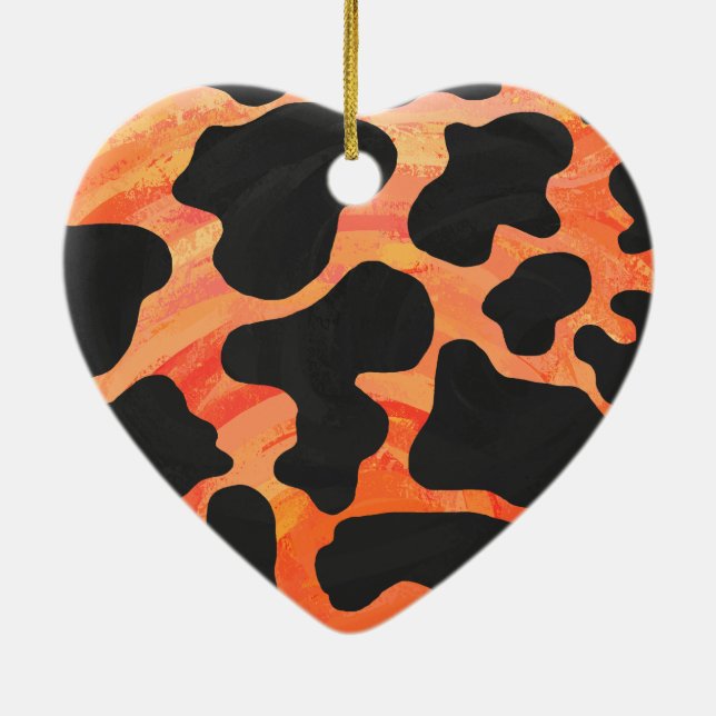 Adorno De Cerámica Impresión en blanco y negro y Naranja (Atrás)