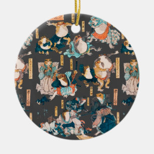 Adorno De Cerámica Impresión en madera de rana japonesa Kuniyoshi Uki