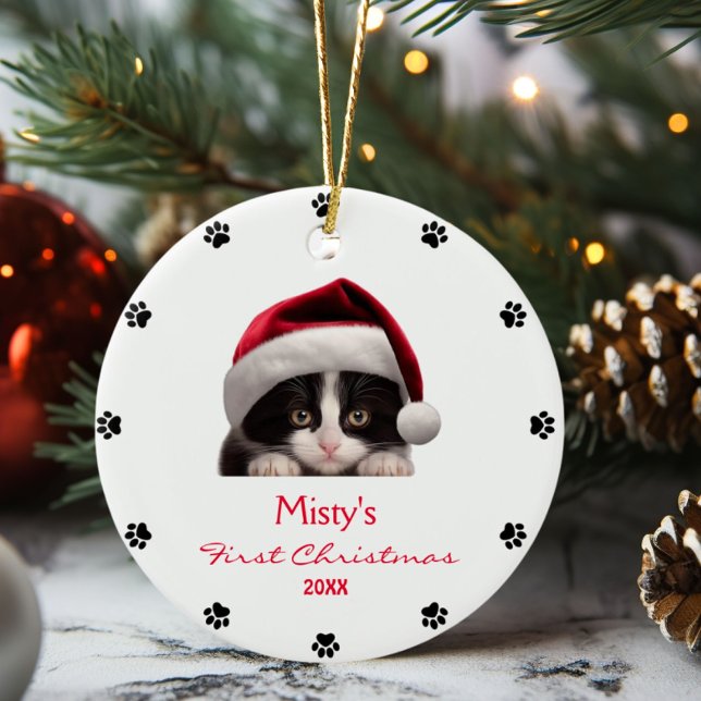 Adorno De Cerámica Impresión personalizada de papel Santa Hat Cat de  (Subido por el creador)