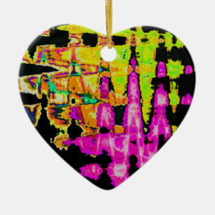 Adorno De Cerámica Impresión Poster de arte de Neon Glitch Resumen