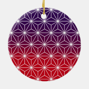 Adorno De Cerámica Impresión tradicional japonesa Asanoha Roja y Púrp