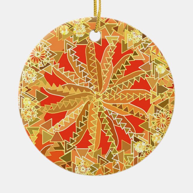 Adorno De Cerámica Impresión tribal de Mandala, oro para mostaza y Na (Frente)