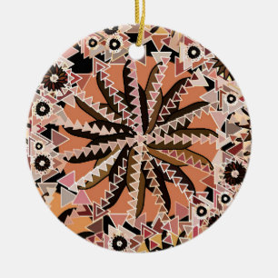 Adorno De Cerámica Impresión tribal manala, taupe Tan y beige