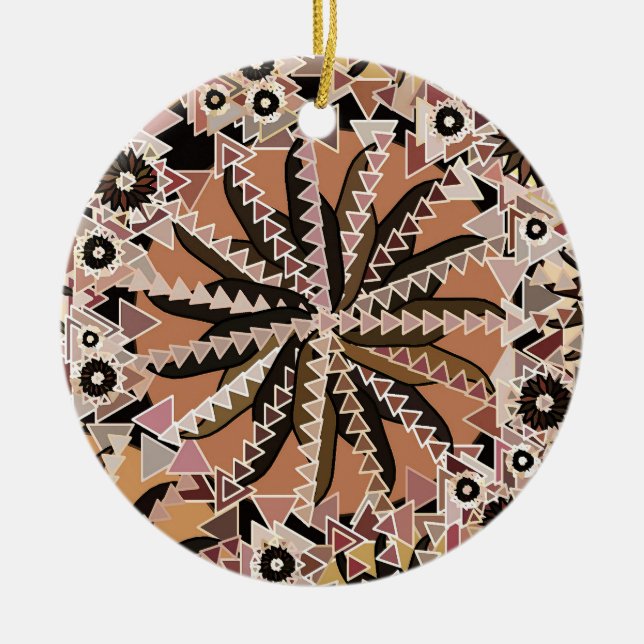 Adorno De Cerámica Impresión tribal manala, taupe Tan y beige (Frente)