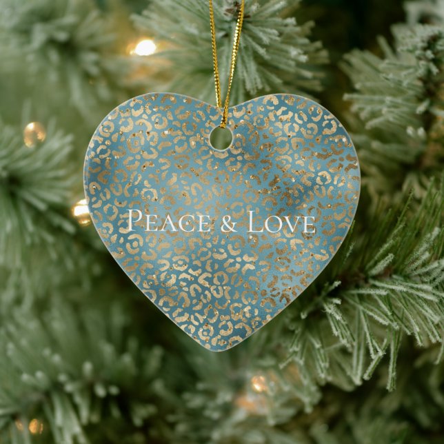 Adorno De Cerámica Impresión verde azulada de Leopardo de Oro Verde (Árbol)