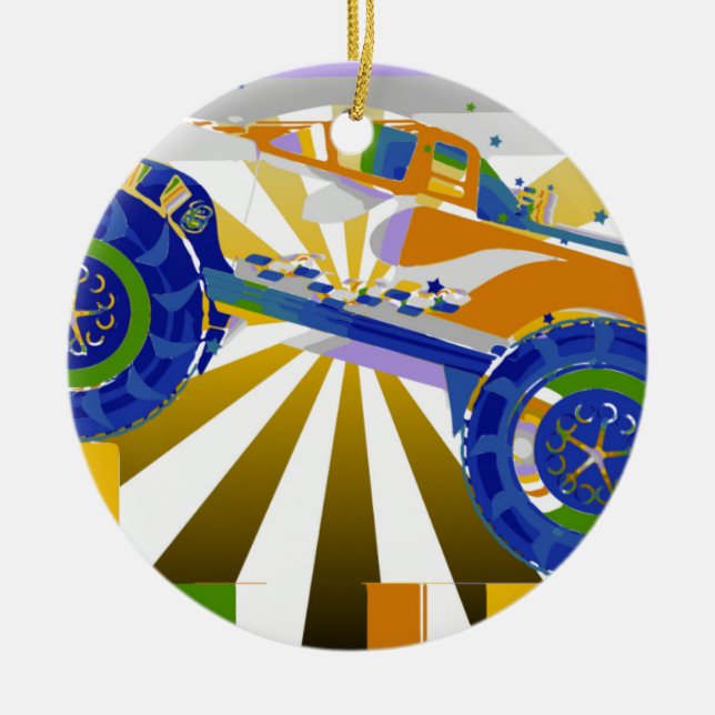 Adorno De Cerámica Impresionante camión sicodélico (Frente)