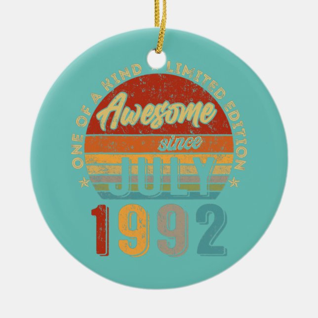 Adorno De Cerámica Impresionante desde julio de 1992 Viejo cumpleaños (Frente)