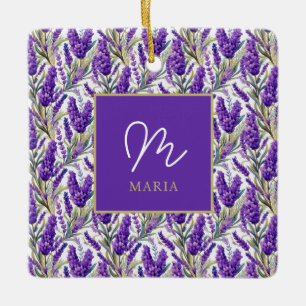 Adorno De Cerámica Impresionante patrón de lavanda morada monogramado
