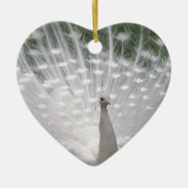 Adorno De Cerámica Impresionante penacho de pavo real blanco (Peafowl