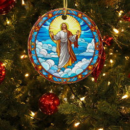Adorno De Cerámica Impresionantes Navidades Jesús de Cristal Manchado