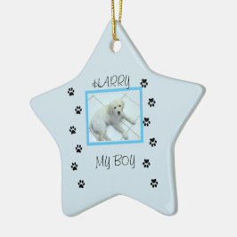 Adorno De Cerámica Impresiones con 1 foto y nombre de Mascota