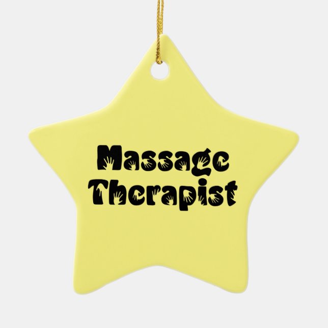 Adorno De Cerámica Impresiones de mano de terapeuta de masaje (Frente)