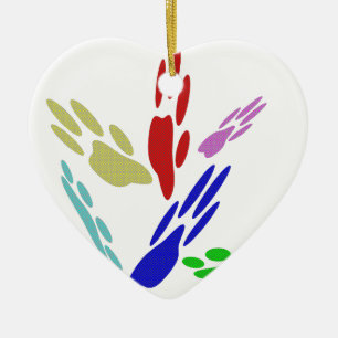 Adorno De Cerámica Impresiones de pata de perro con puntos de polka