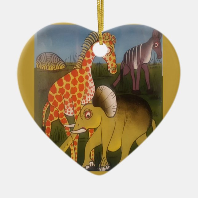 Adorno De Cerámica Imprimir arte de trío africano (Frente)