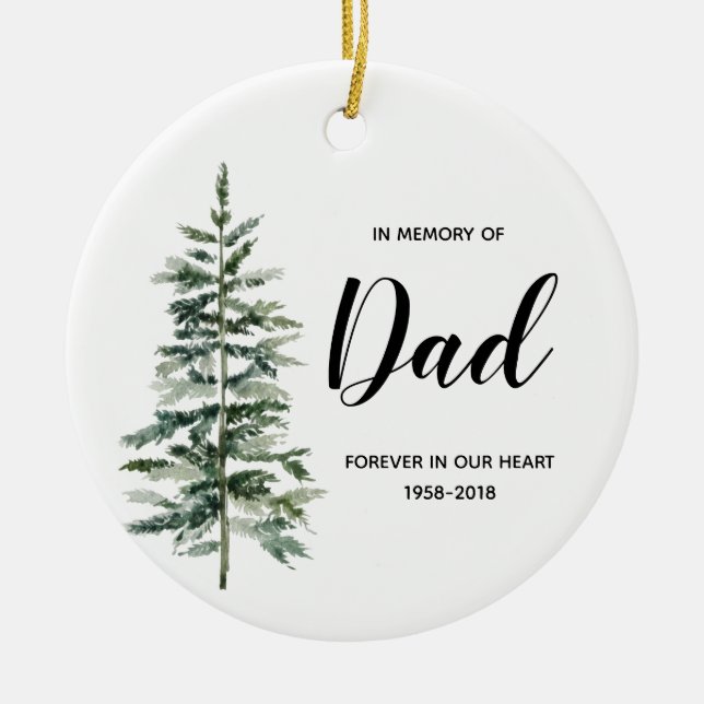 Adorno De Cerámica In Memory of Dad Greenery Ornament Christmas Gifts (Frente)