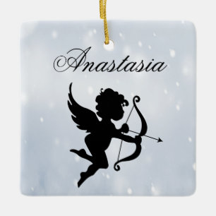 Adorno De Cerámica Increíble, Guay, Baby Blue Sparkly Cupido