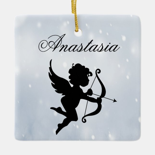 Adorno De Cerámica Increíble, Guay, Baby Blue Sparkly Cupido (Anverso)