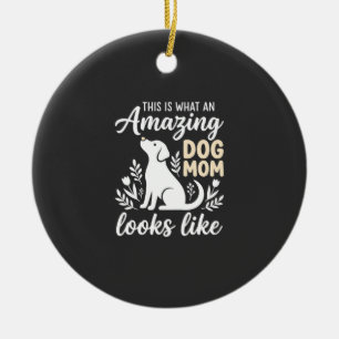 Adorno De Cerámica Increíble Mamá Perro Floral Amante de los Perros