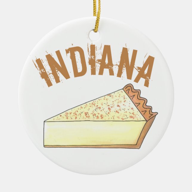 Adorno De Cerámica Indiana IN Hoosier Sugar Cream Pie Slice (Frente)
