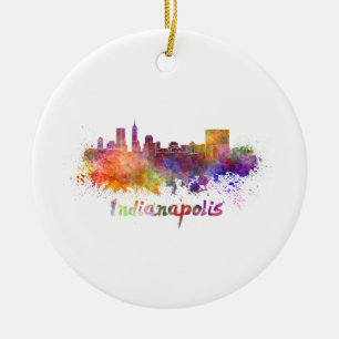 Adorno De Cerámica Indianapolis skyline in watercolor