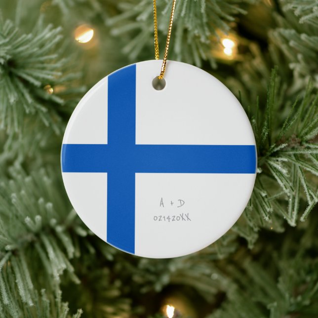 Adorno De Cerámica Indicador Finlandia de mensaje de personalizado (Árbol)